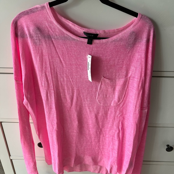 J.Crew linen neon pink beach sweater with pocket new with tags size XL - Picture 7 of 12